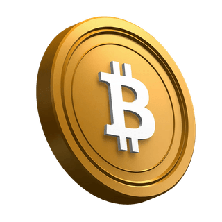 Tilted Bitcoin BTC coin used as a visual element in hero section