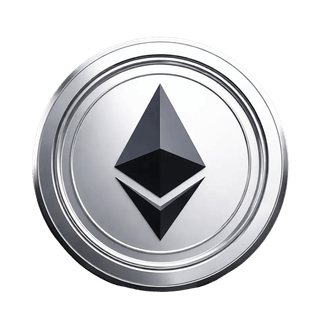 Floating graphic element of Ethereum ETH cryptocurrency coin