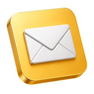 3D decorative element featuring a mail envelope icon on contact us page