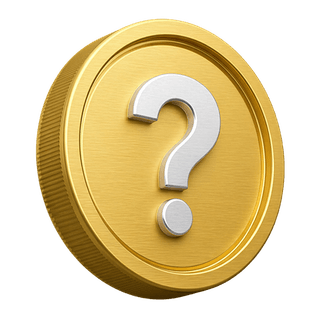 3D gold coin featuring a question mark decorative element on FAQ page